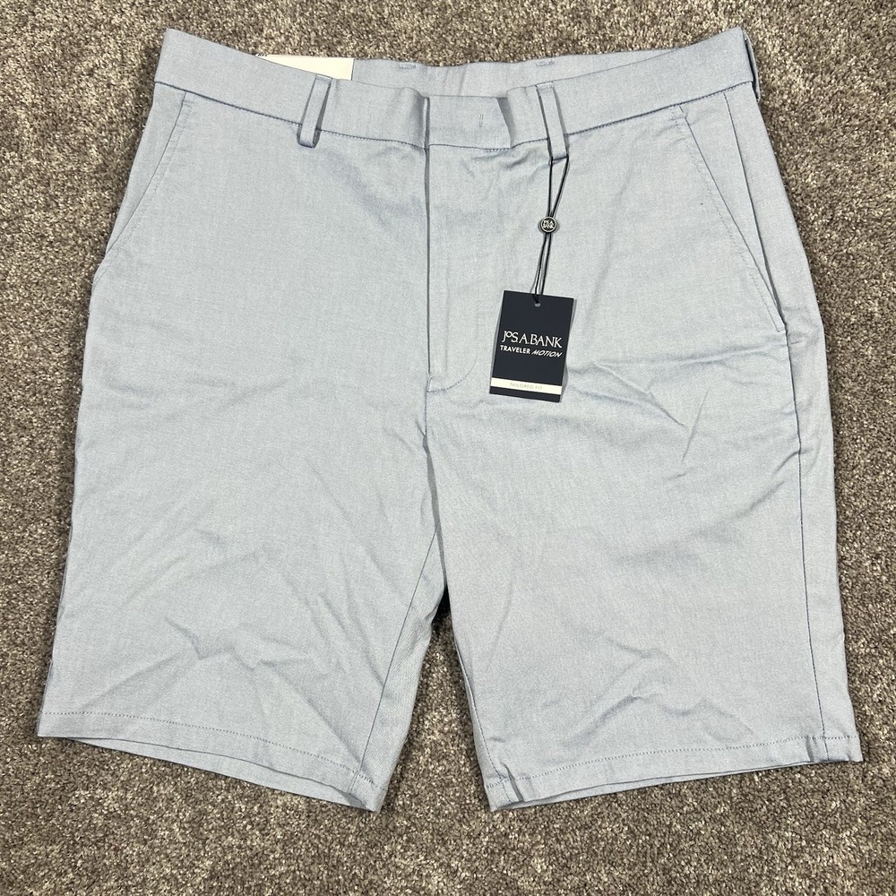 NEW Jos. A. Bank Shorts Men's 34r Light Blue Tailored Fit Stretch Melange Motion